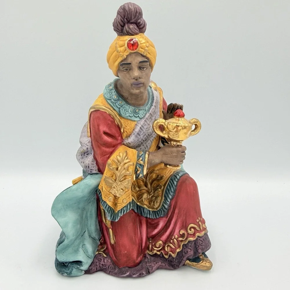 VTG‎ Nativity Wise Man Figurine Seated Magi Christmas Creche Religious Decor 8